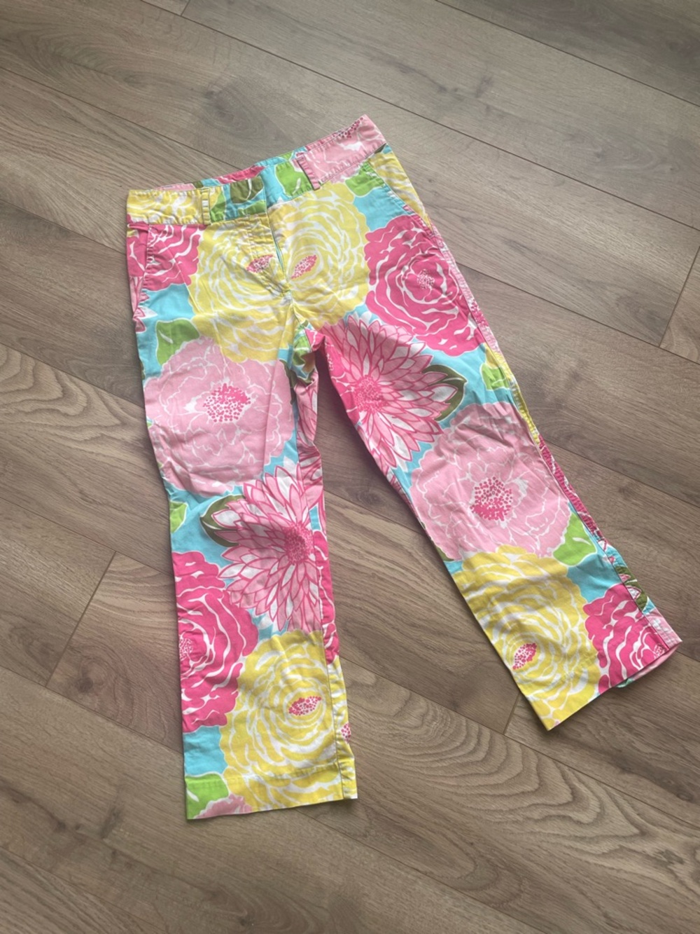 Lilly Pulitzer Floral Cotton Pants - Pink, Yellow & Blue